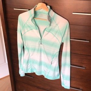 Athleta Mint Green/White Half Zip Pullover Top